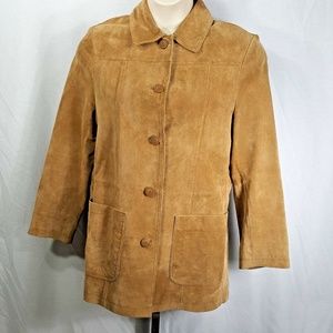 Bernardo Brown Suede Jacket Size M Button Front Li